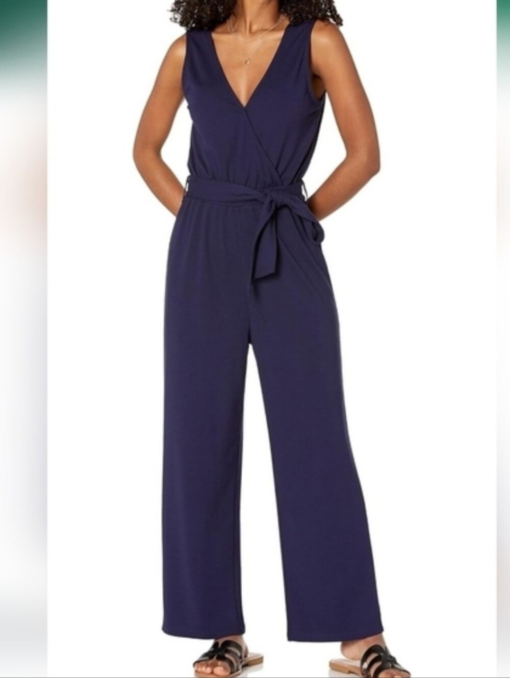The Drop @caralynmirand Sleeveless Wrap Navy Jumpsuit Size Womens 2X NEW